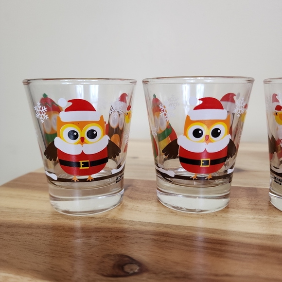 CERVE Made in Italy Christmas Owl Shot Glasses - Set of 6 - Picture 2 of 9